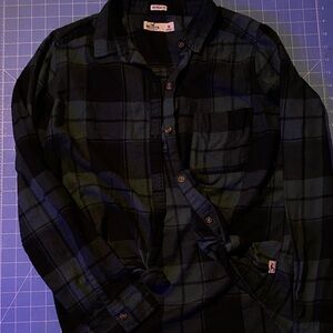 Hollister Black and Green Plaid Casual Shirt